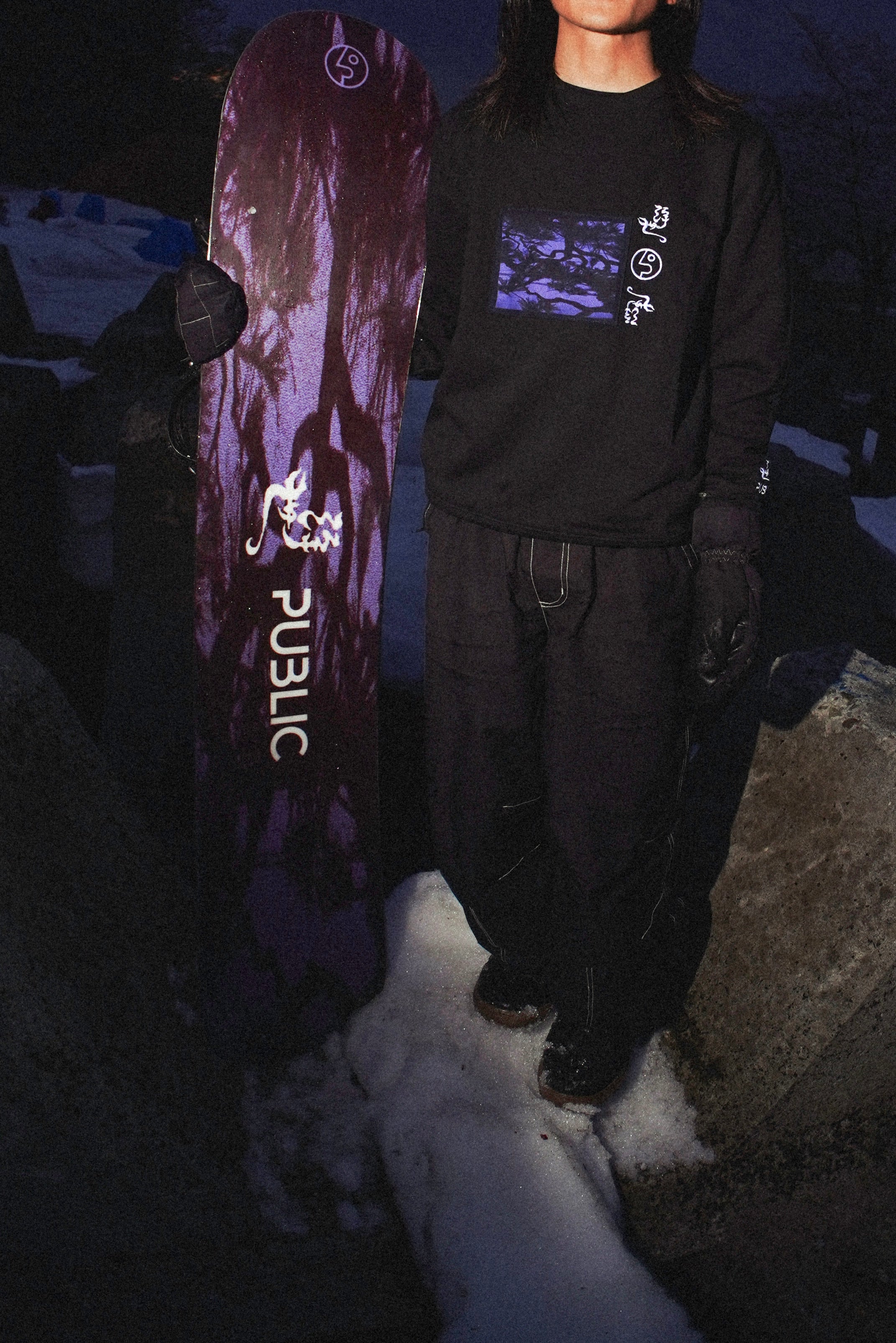 Ukiyo X PUBLIC Crewneck - Black – PUBLIC snowboards
